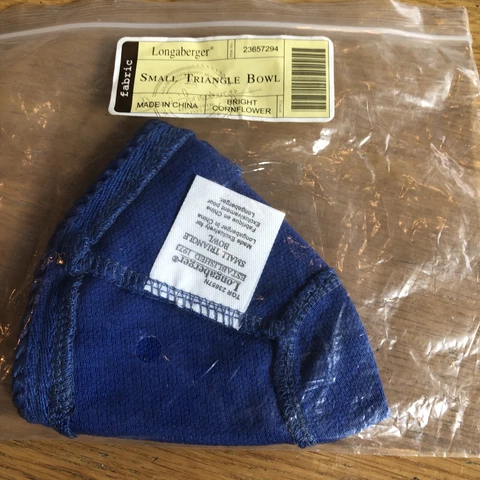 NEW Longaberger Bright Cornflower Small Triangle Bowl  Basket Liner Only Cover