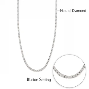 3,13 Karat Natürlicher Diamant Illusion Set Diamant Tennis Collier Weißgold - Bild 1 von 9