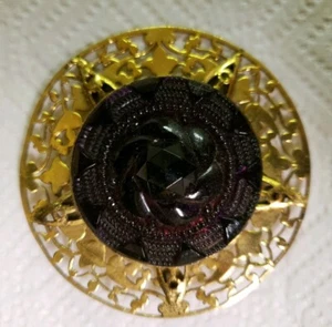 Broche prendedor grande redondo estrella vidrio púrpura FREIRICH  - Imagen 1 de 4