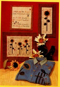 Friends and Family Wall Quilt Pattern Primitive Cottage Stitchery Sunflowers - Picture 1 of 3
