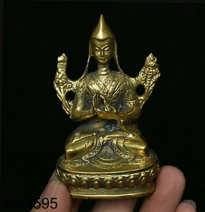 Antiguo Tíbet Budismo Cobre Bronce Je Tsongkhapa Lama Tsong Khapa Rosanzaba Estatua - Imagen 1 de 5