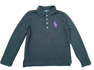 Polo Ralph Lauren Kids Girls Black Big Pony Long Sleeve Polo Shirt 6X - Picture 1 of 2