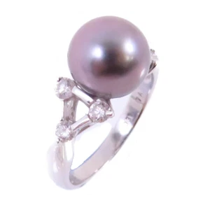 FINE JEWELRY Pearl 0.31ct Diamond Ring US#5 18K White Gold - Picture 1 of 10