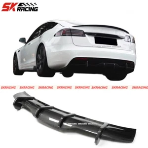 For Tesla Model S Sedan 2021-2023 Carbon Fiber Rear Bumper Diffuser Lip Bodykits - Picture 1 of 8