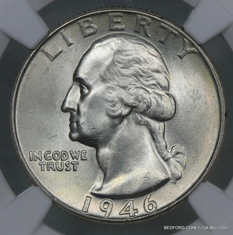 SATINY NGC MS66+ 1946 WASHINGTON SILVER QUARTER 25c    (BC02) Cover