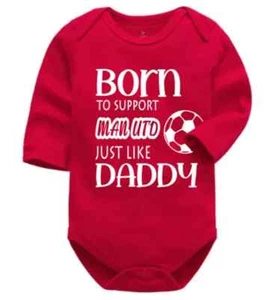 Personalisierter Born to Support Man Utd Just Like Daddy Baby Body Fußballfans - Bild 1 von 3