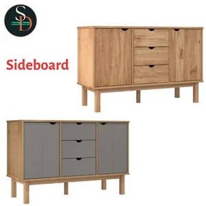 Modern Solid Wood Pine Sideboard Wooden Cabinet Home Storage Organiser VidaXL - Picture 1 of 11