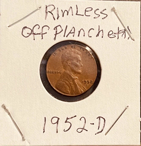 1952 D LINCOLN COPPER PENNY EXTREMELY RARE RIMLESS OFF PLANCHETTE ONLY ONE ON EB Cover