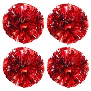 2 Pair Metallic Foil Cheerleader Pom Poms for Sports Party Dance Chearing Squad - Picture 1 of 7