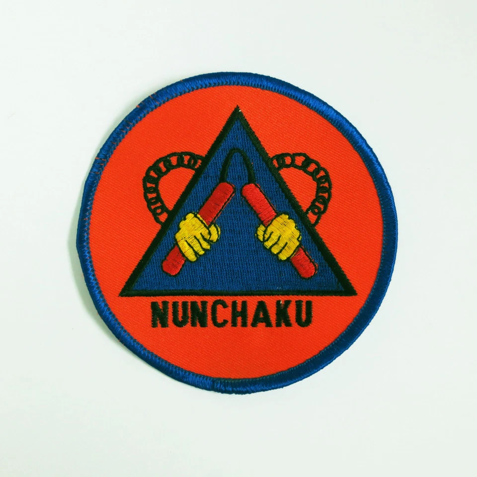 WLE Nunchaku Patch - Red/Blue/Yellow - Embroidery Style - Cotton - Image 1 of 1