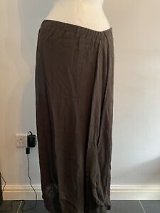 CREA CONCEPT WOMENS BROWN TOBACCO LINED LINEN SKIRT IN SIZE L/42