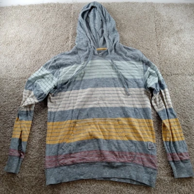 Camisa Billabong Para Hombres Pequeña Azul Multicolor Rayas Bloque de Color Sudadera con Capucha Pullover Foto 1 de 4