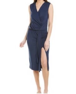 NWT Krisa Midi Navy Blue Surplice Eclipse Dress Women’s size M Modal - Picture 1 of 16