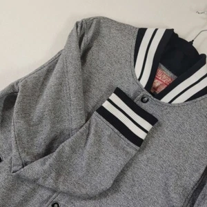 Giacca Brooklyn Panno Varsity Uomo Taglia L Grigio Baseball Stile Sportivo Chiusura a Scatto - Foto 1 di 12