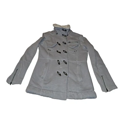 Abrigo Hurley Pea Pequeño Para Mujer Cuello Simulado Manga Larga Gris Preppy Hipster Foto 1 de 4