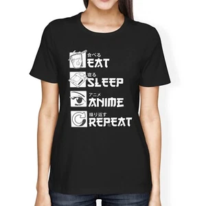 1Tee Womens Loose Fit Eat,Sleep,Anime, Repeat T-Shirt - Bild 1 von 15