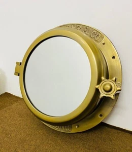 40.64 cm Brass Antique Heavy Canal Boat Porthole Window Ship Round Mirror Wall - Picture 1 of 8