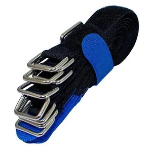 10x Klett Kabelbinder 200 x 20mm Schwarz Blau gekreuzt Wiederverwendbar Klettbin - Picture 1 of 2