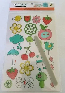 DCWV Rub-Ons with Glitter - Doodlin' Around #1351 - Picture 1 of 1