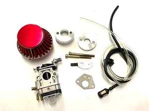 CARBURETOR AND AIR FILTER KIT WITH FUEL LINE 43CC 49CC POCKET BIKE, BOREEM. - Picture 1 of 3