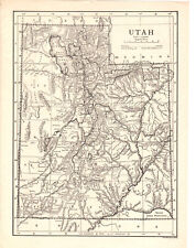 Map: UTAH - 1910 county, railways, roads, Indian reservations - B&W 8-1/8x10-7/8