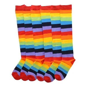 Angelina 12 Pair Dozen Girls Kids Toddler Knee High Socks Rainbow Striped 2540 - Picture 1 of 1