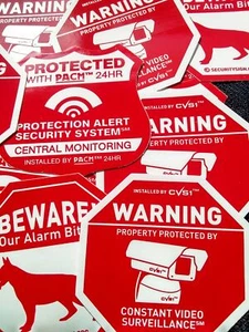 2 Alarm Stickers 5 Security Camera Decals 2 Dog Warning Sticker See Store - Picture 1 of 7