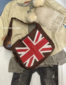 Kuriertasche 13 x 11 braun Canvas UK-Flagge Retro Vintage 60er britischer Punk-Stil - Bild 1 von 7