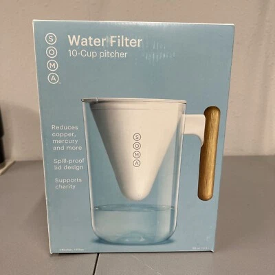 Soma Pitcher Plant-Based Water Filtration 10-Cup White Filter New - Image 1 of 4