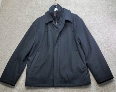 Joseph Abboud Coat Men's Large Black Wool Dressy Outerwear  Collared Full Zip - Image 1 of 4