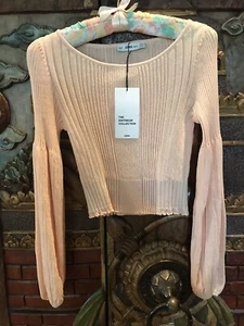 ZARA NWT peachy shimmer balloon sleeve sweater - Picture 1 of 8