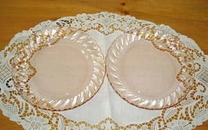Vintage Depression Glass Fortecrisa MEXICO Pink Swirl 6 3/4" Plates ~Set of 2 - Picture 1 of 8