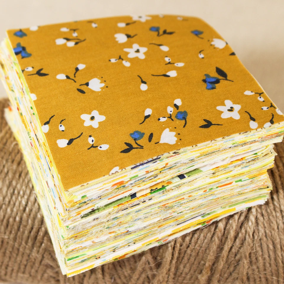 100 flores florales estampadas tela encanto precortado 4" cuadrados tela paquetes edredón Foto 1 de 4