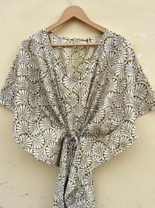 Indisches 100 % Baumwolle Multi Blumen Kaftan Kleid Damenbekleidung Kaftan Kleid US - Bild 1 von 9