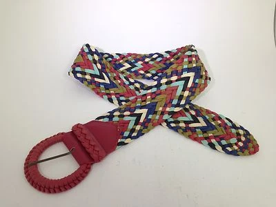 Cinturón Forever 21 Rojo Multicolor Tejido Algodón con Hebilla Accesorio 37 X 2.5 Foto 1 de 4