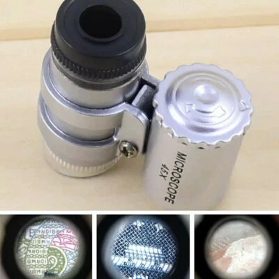 Mini microscope de poche loupe grossissement ×45 à LED bijou montre billet - Photo 1/4