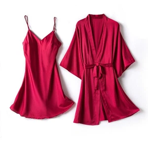 Imitation Silk Nightgown Camisole Skirt Comfortable Sleepwear Four Seasons Wear - Picture 1 of 16