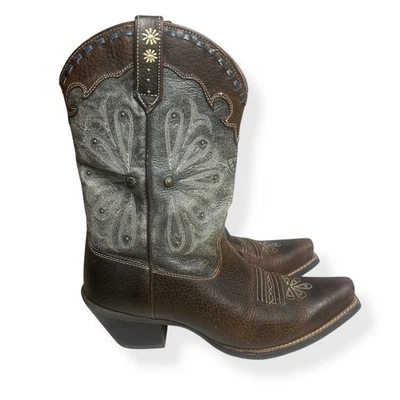 Ariat Boots Women’s Size 8.5 B Daisy Western 10004577 Brown Blue Leather Cowboy - Image 1 of 4