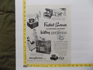 1949 PRINT AD RCA FASTEST SUCCESS IN RECORD PLAYING HISTORY 45 - Picture 1 of 1