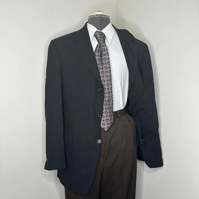 Kenneth Cole Mens 40R 44" Blazer Sport Coat Suit Jacket Black 3 Button Wool - Image 1 of 4