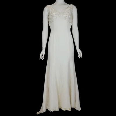 Vintage Diamond Collection Wedding Dress Scoop Back Embellished 90s Women's 6 - Image 1 of 4