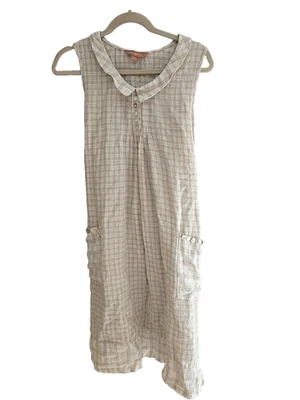 Vintage April Cornell Tan Plaid Linen Cottagecore Prairie Dress Womans Size XL - Image 1 of 4