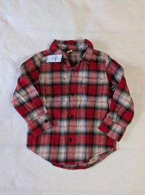 NUEVO CON ETIQUETAS Camisa Baby Gap Holiday Roja Franela Orgánica Manga Larga Niños Talla 2T Foto 1 de 4