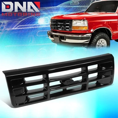 For 1992-1997 Ford F150 F250 F35 F Super Duty Front Bumper Grille Glossy Black - Image 1 of 4