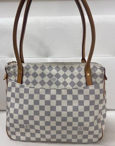 Louis Vuitton Figheri PM Bag In Damier Azur Canvas Excellent Condition - Foto 1 di 9
