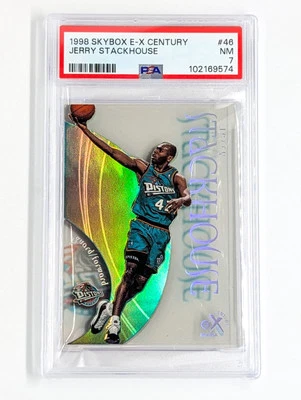 1998-99 Skybox E-X Century #46 Jerry Stackhouse PSA 7 Detroit Pistons POP 2 - Image 1 of 3