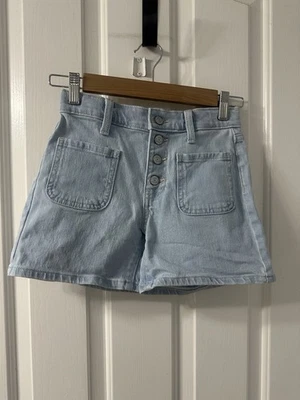 OLD NAVY Girls High Rise Denim Jean Shorts Size 10 Light Wash Button Front - Image 1 of 4