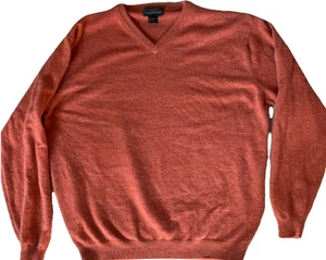 Cashmere Womens Sweater Burnt Orange Long Sleeves Pure 2 Ply Size Medium V Neck - Picture 1 of 6