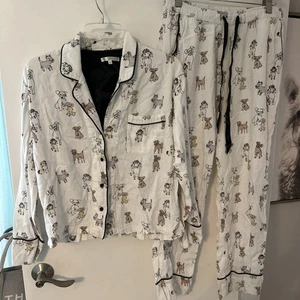 Z Supply Women’s Cotton Rayon Dog Puppy Print 2pc Pajama Top & Pants Set M - Picture 1 of 7