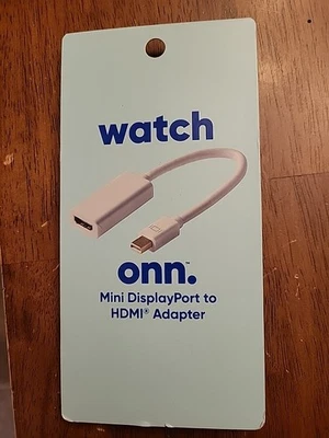 onn. Mini DisplayPort to HDMI Adapter, White NEW for conect device to tv - Image 1 of 2